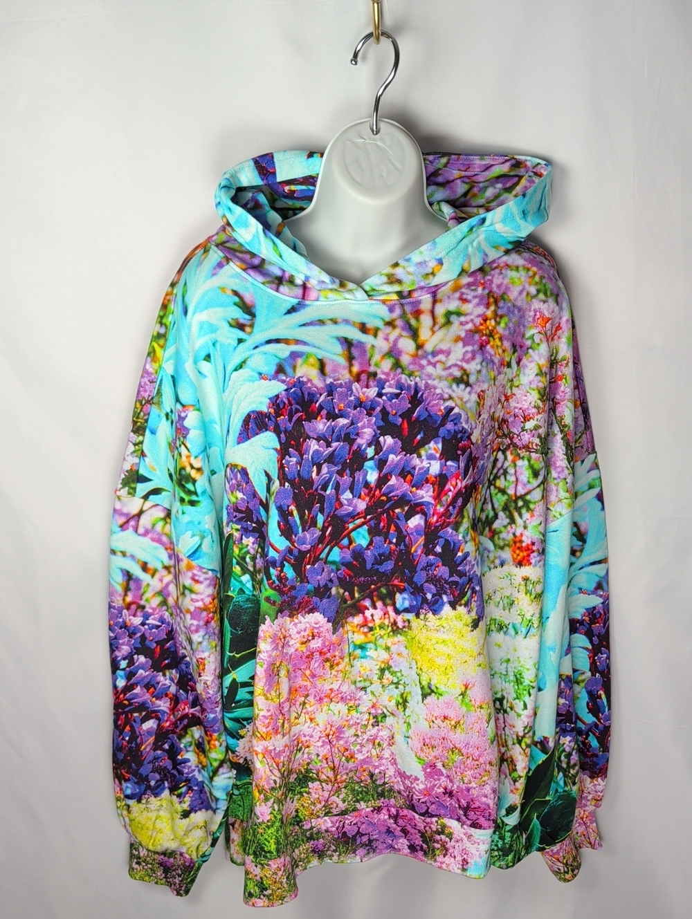 Desigual Wild Garden Oversized Botanical Cotton Flower Print Hoodie Sweatshirt L